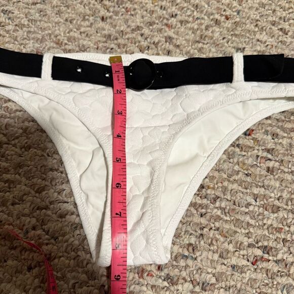 Solid & Striped Rachel Belted Bikini Bottom White Embossed Floral- Size Medium - Picture 6 of 8